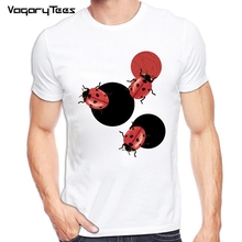 New fashion summer men's short sleeve Colorful Ladybug TShirt insect art design white casual Tops hipster male Tee 2024 - buy cheap