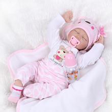55cm/22inch Silicone Reborn Baby Dolls Sleeping Babies Real Vinyl Belly Toys For Girls Gifts Brinquedos Reborn Bonecas 2024 - buy cheap
