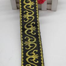 Yackalasi trança bordada dourada renda 6yds/peça ouro e prata em ferro aplique de renda 5cm 2024 - compre barato