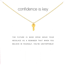 2018 New Life Key Pendant Short Chain Choker Necklace For Women Golden wish necklace with card Jewelry As gift CONFIDENCE IS KEY 2024 - buy cheap