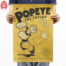 51*35 см винтажный аниме плакат настенные наклейки домашний декор Popeye настенные наклейки для детских комнат крафт-бумага 2024 - купить недорого