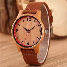 Cherry Wood/Bamboo Watches Fashion Minimalist Women's Watch Genuine Leather Wristwatch Quartz Movement Female Clock Gifts reloj 2024 - buy cheap