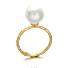 Женское круглое кольцо с искусственным жемчугом, в европейском стиле 2024 - купить недорого