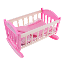 Cuna rosa, cama con almohada, juego de colcha para muñecas Reborn bebé de 9-11 pulgadas, accesorio de 29*20cm 2024 - compra barato