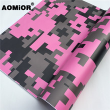 Adesivo camuflagem digital automotivo, rolo de filme vinílico rosa para veículos, adesivo com folha de alumínio para proteger bicicleta, bike, console, laptop 2024 - compre barato