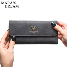 Mara's Dream Clutch Wallet Women Metal Deer PU Leather Female Wallet Solid Color Designer Ladies Handbag Coin Purse Cell Wallets 2024 - buy cheap