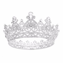 Luxury Handmade Rhinestone Bridal Crown Tiaras Crystal Full Round Wedding Crown for Brides Bridal Hair Jewelry 2024 - buy cheap