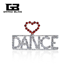 GRANDBLIING Blingbling Crystal Hand-made Jewelry "LOVE DANCE" Word Brooch Pin 2024 - buy cheap