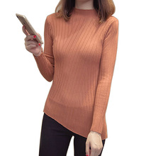 Half Turtleneck Warm Women Sweater Autumn New Knitted Femme Pull High Elasticity Soft Female Pullovers Sweater Asymmetrical 2024 - buy cheap