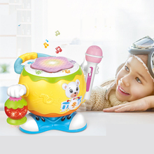 Lanterna com microfone multifuncional de urso, brinquedo educacional para crianças, com som e luz de natal 2024 - compre barato