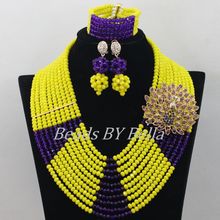 Contas amarelas de design, joias finas, colar de miçangas de cristal, conjunto de joias africanas para casamento, nova, frete grátis, abf325, imperdível 2024 - compre barato