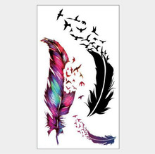 Pegatina de tatuaje temporal a prueba de agua para hombre y mujer, calcomanías coloridas de diseño de plumas, tatuajes falsos temporales para arte corporal 2024 - compra barato