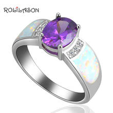 ROLILASON Wedding Zircon Rings for Women White Fire Opal silver color Stamped  Jewelry Rings USA #6#7#8#9#10 OR847 2024 - buy cheap