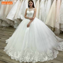 Sumptuous Princess Ball Gown White Wedding Dresses Scoop Applique Lace Ivory Bridal Dress Sweep Train Custom Made Wedding Gowns 2024 - buy cheap