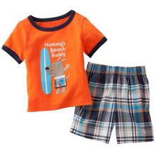 Костюм для мамы, пляжная одежда Бадди для мальчиков, комплект из футболки и брюк для малышей, детская одежда из 100% хлопка, спортивные костюмы в клетку для маленьких мальчиков 2024 - купить недорого