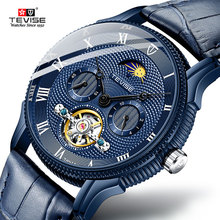 Fashion Mens Brand Tevise  Men Automatic Mechanical Watch Leather Strap Moon phase Tourbillon Sport Wristwatch Relogio Masculino 2024 - buy cheap