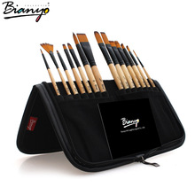 14pcs Nylon Hair Wooden Watercolor Paintbrush Set with Pencil Case For Arylic Drawing Painting Brushes School Art Supplies 2024 - buy cheap