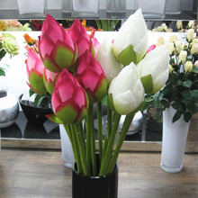Искусственный розовый/белый цветок лотоса, имитация водяной лилии для украшения свадьбы, дома, рождественской вечеринки 2024 - купить недорого