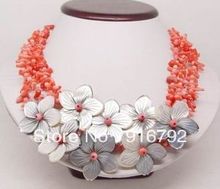 Ожерелье с цветами из розового кораллового цвета, 4 ряда, бесплатная доставка 2024 - купить недорого