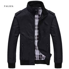 Куртка FALIZA Мужская в стиле милитари, модная однотонная, приталенная, повседневная, Брендовая верхняя одежда, 4XL, JK123, весна-осень 2024 - купить недорого