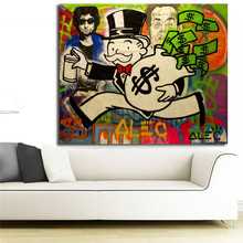 Monopolyingly Holding Dollars Graffiti Canvas Painting Print Bedroom Home Decor Modern Wall Art Oil Painting Poster Framework HD 2024 - buy cheap