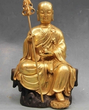 chinese Buddhism Folk Copper Bronze arhat Ksitigarbha Jizo King Buddha Statue 2024 - buy cheap