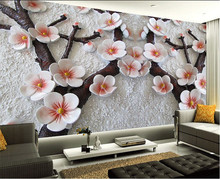 Papel de parede personalizado com pintura artística, papel de parede 3d de alta qualidade para sala de estar, sala de tv, pano de fundo com ameixa 2024 - compre barato