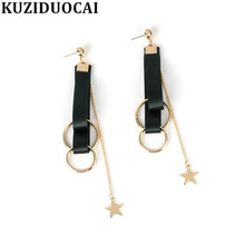 2017 New !!! Fashion Fine Jewelry Copper Satin Gold Color Circle Round Star Tassel Stainless Stud Earrings For Women Gifts E-845 2024 - buy cheap