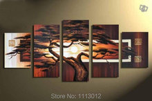 High Quality 5 Pcs Moon Welcome Song Tree Oil Painting On Canvas Set Home Landscape Wall Art Decoration Modern For Living Room 2024 - buy cheap