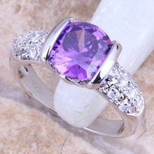 Enchanting Purple Cubic Zirconia White CZ Silver Plated  Ring Size 6 / 7 / 8 / 9 R1509 2024 - buy cheap