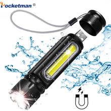 5000LM Multifunctional LED Flashlight USB Rechargeable battery Powerful T6 torch Side COB Light linterna tail magnet Work Light 2024 - buy cheap