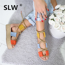 Fashion Womens Shoes 2019 Cross-shoes Multicolored Sandals Clogs Wedge Large Size Summer Heels Luxury On Flat Velvet Gladiator 2024 - buy cheap