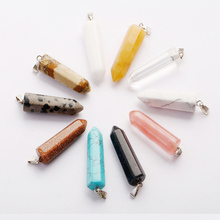 Wholesale 10Pcs/Lot Charms Hexagonal Bullet-Shaped Quartz Crystal Teardrop Stone Beads Pendants For Jewelry Making Free Shipping 2024 - buy cheap