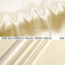 SILK STRETCH SATIN 140cm width 19momme/Pure Silk Stretch Fabric Fashion Fabric Wedding Dress Silk Satin Fabric Champagne NO 04 2024 - buy cheap