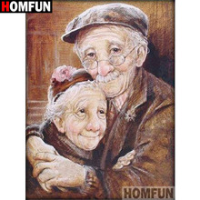 HOMFUN-pintura de diamante redondo/cuadrado completa, cuadro artesanal 5D, punto de cruz bordado de "pareja de ancianos", decoración para el hogar 5D A01011 2024 - compra barato