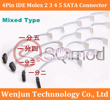 Кабель питания SATA для жесткого диска, 4Pin IDE Molex к 2 3 4 5 SATA разъем свинца 18AWG провод белый для HDD SSD клетка ПК сервер DIY 2024 - купить недорого