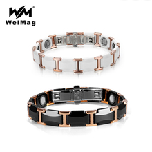 WelMag Couple Tungsten Ceramic Bracelet Strong Magnetic Bracelets Bangles Health Energy Wristband for Women Men Luxury Jewelry 2024 - buy cheap