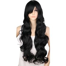 QQXCAIW Long Curly Cosplay Wig Party Women Natrual Black 70 Cm High Temperature Synthetic Hair Wigs 2024 - buy cheap