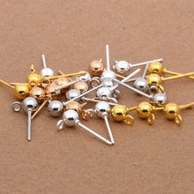 20pcs Stainless Steel Gold/Silver/Rhodium Ball Stud Earring Pins Band Loop Ear Base 3/4/5mm for Earrings DIY Jewelry Making 2024 - buy cheap