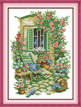 New Garden corner scenery home decor canvas Cross Stitch kits 14ct white 11ct print embroidery DIY handmade needlework wall 2024 - buy cheap