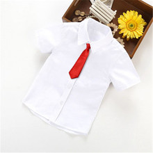 2019 Summer School Boys Shirts White Short Sleeve Turn-down Collar Boy Shirt Kids Tops Children Costumes Baby Toddler Clothes 2024 - buy cheap