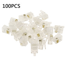 100Pcs 6P6C 4P4C RJ12 RJ11 Crystal Head Modular Plug Gold Plated Network Connector For Solid Phone Cables Connectors 2024 - buy cheap