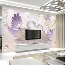 Beibehang-papel tapiz personalizado, mural 3d de joyería, papel en relieve de pared, Fondo de cisne simple, pintura decorativa 2024 - compra barato