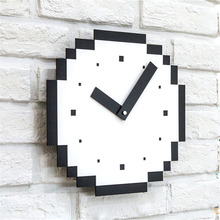 Wall Clock For Cafe Home Decor Pixels Style Pine Wood Wall Clocks Vogue European Minimalist Superior Silently Watches 2024 - buy cheap