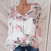 Women Blouse 2019 Summer Floral Print Long Sleeve Chiffon Blouses Women's Shirt Casual Loose Tops Plus Size 5XL Blusas Mujer 2024 - buy cheap