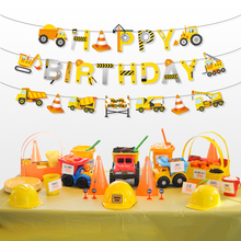 Construction Theme Happy Birthday Party Favor Decoration Cartoon Car Excavator Party Banners Boy's Birthday Party Supplies BA150 2024 - buy cheap