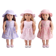 Boneca roupas adorável 3 cor vestido chapéu terno brinquedo acessórios caber 18 polegada menina boneca e 43 cm bebê boneca c232-c493 2024 - compre barato