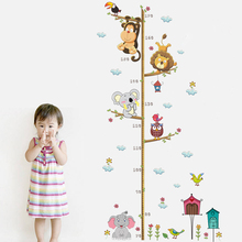 Pegatina de pared con gráfico de crecimiento para habitación de niños, calcomanías de animales de la selva, León, mono, búho, medida de altura, accesorios de dormitorio de bebé 2024 - compra barato