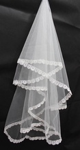 Véu de noiva branco marfim para foto real, camada única, renda, borda, acessórios 2024 - compre barato