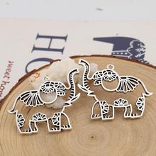 DoreenBeads Fashion Zinc Based Alloy Pendants Elephant Animal Silver Color 46mm(1 6/8") x 41mm(1 5/8"), 1 Packet ( 5 PCs/Set) 2024 - buy cheap